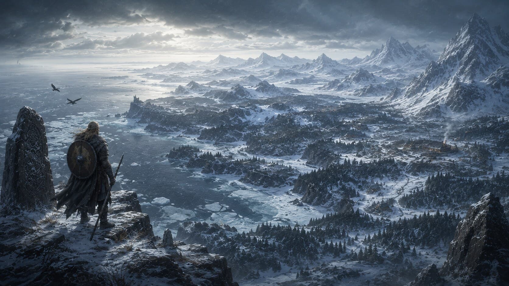 A sweeping vista over the frozen overworld