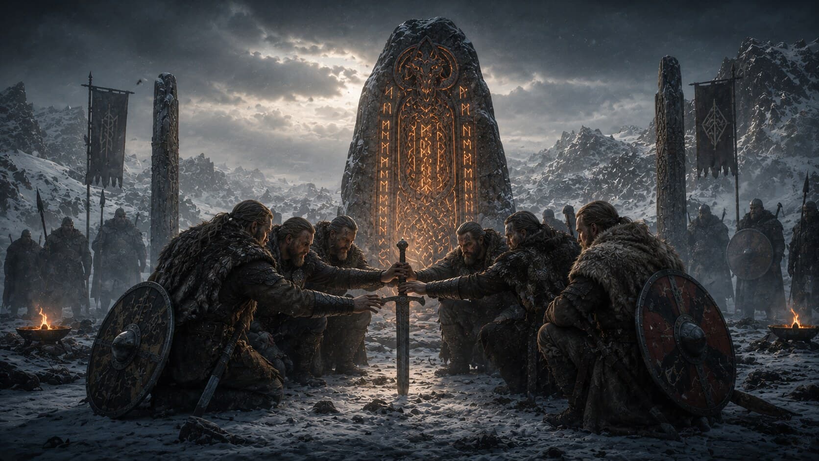 Vikings swearing an oath by candlelight
