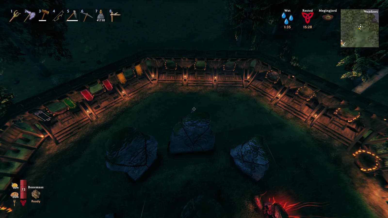 You're portal at the boss stones has been moved (probably).
Working on cleaning it up. If you have house banners, it would be awesome if you could add them. 
I did not touch yours <@493123377582571530> cause yours is special