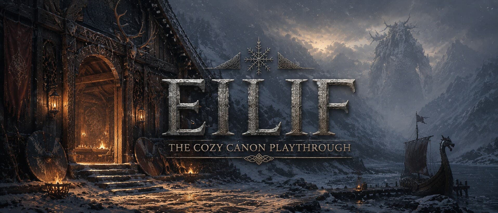 Eilif — the open doorway of a longhall, a frozen colossus beyond